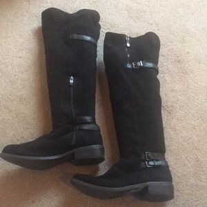 BCBGeneration Black Over the Knee Boots Sleek  Faux Suede Design